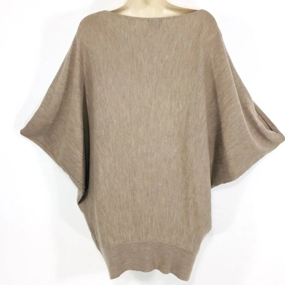 Talbots Classic Marino Wool Knit Poncho Sz M Pullover Luxury Layering Preppy